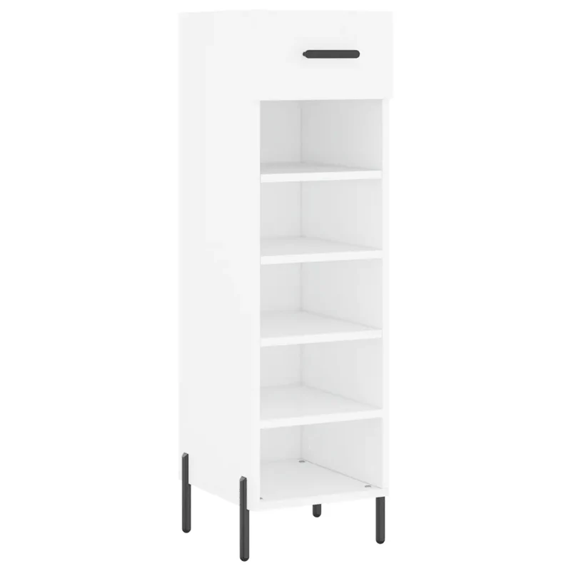 Armoire à chaussures blanche 30 x 35 x 105 cm avec tiroir 5 compartiments style industriel en bois d'ingénierie blanc 02_0048739