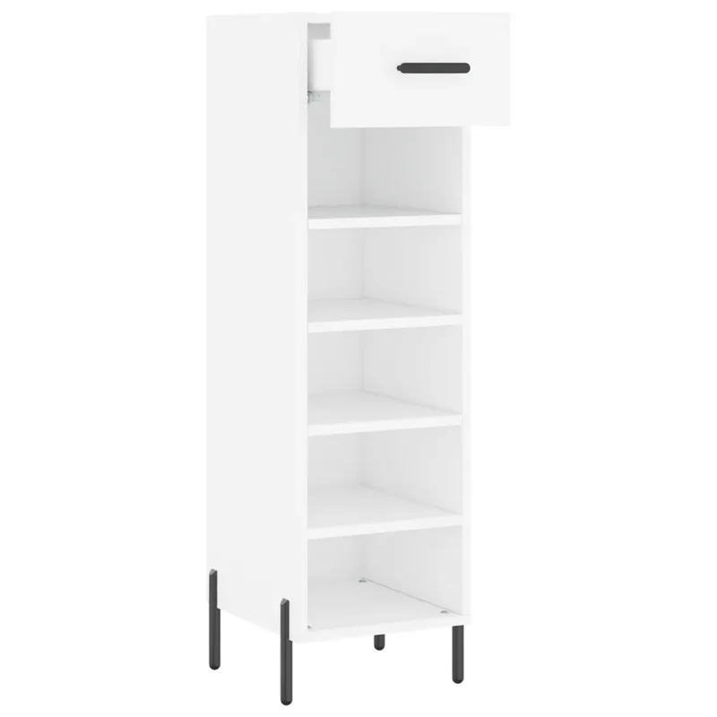 Armoire à chaussures blanche 30 x 35 x 105 cm avec tiroir 5 compartiments style industriel en bois d'ingénierie blanc 02_0048739