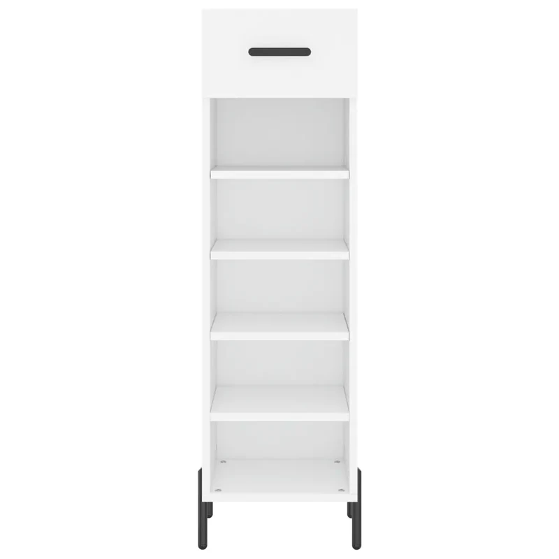 Armoire à chaussures blanche 30 x 35 x 105 cm avec tiroir 5 compartiments style industriel en bois d'ingénierie blanc 02_0048739