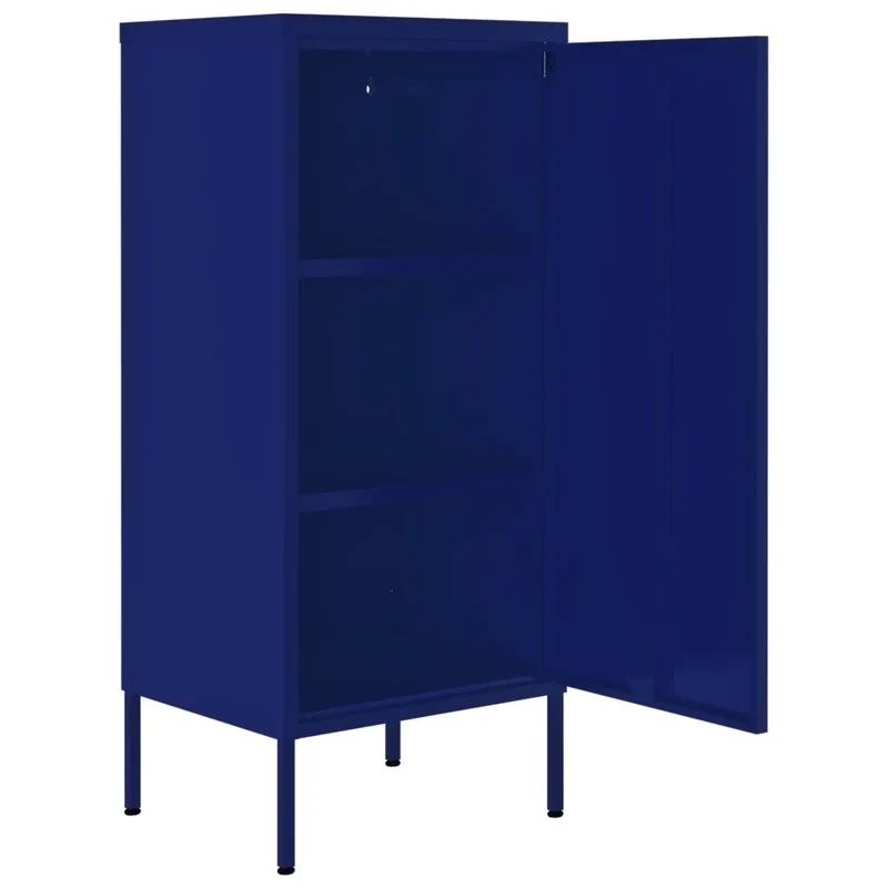 Armoire de rangement 42,5 x 35 x 101,5 cm robuste avec 2 étagères réglables salle à manger en acier bleu marine 02_0046878