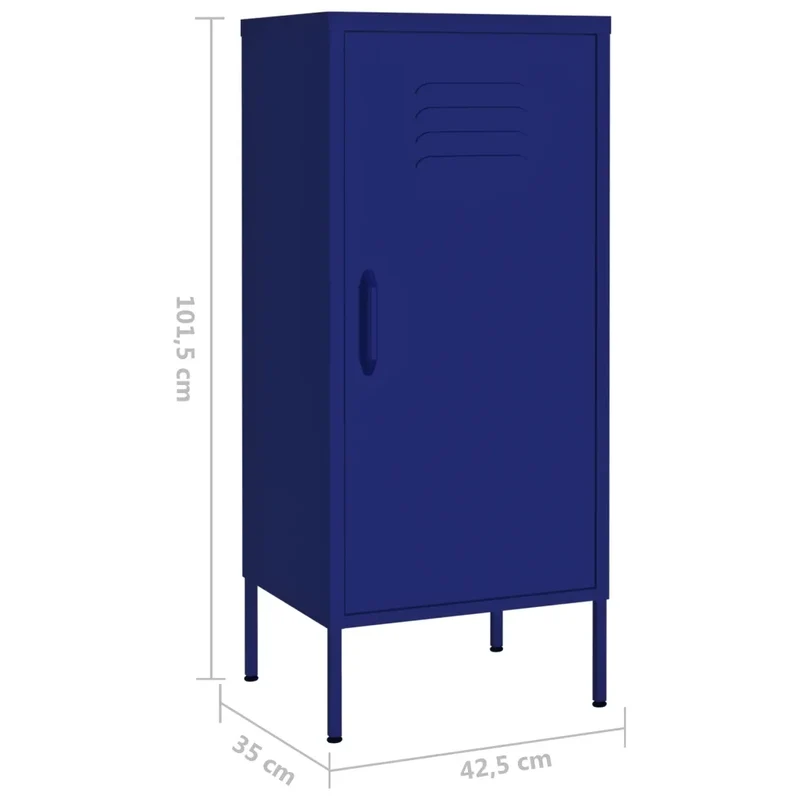 Armoire de rangement 42,5 x 35 x 101,5 cm robuste avec 2 étagères réglables salle à manger en acier bleu marine 02_0046878