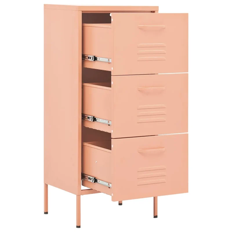 Armoire de rangement pratique hauteur ajustable 42,5 x 35 x 101,5 cm en acier rose 02_0046872