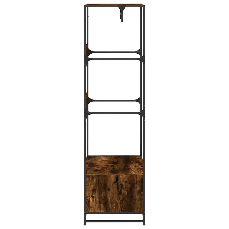 Armoire en bois d'ingénierie chêne fumé 90 x 50 x 180 cm design industriel espace de rangement pratique en bois d'ingénierie chêne fumé 02_0049678