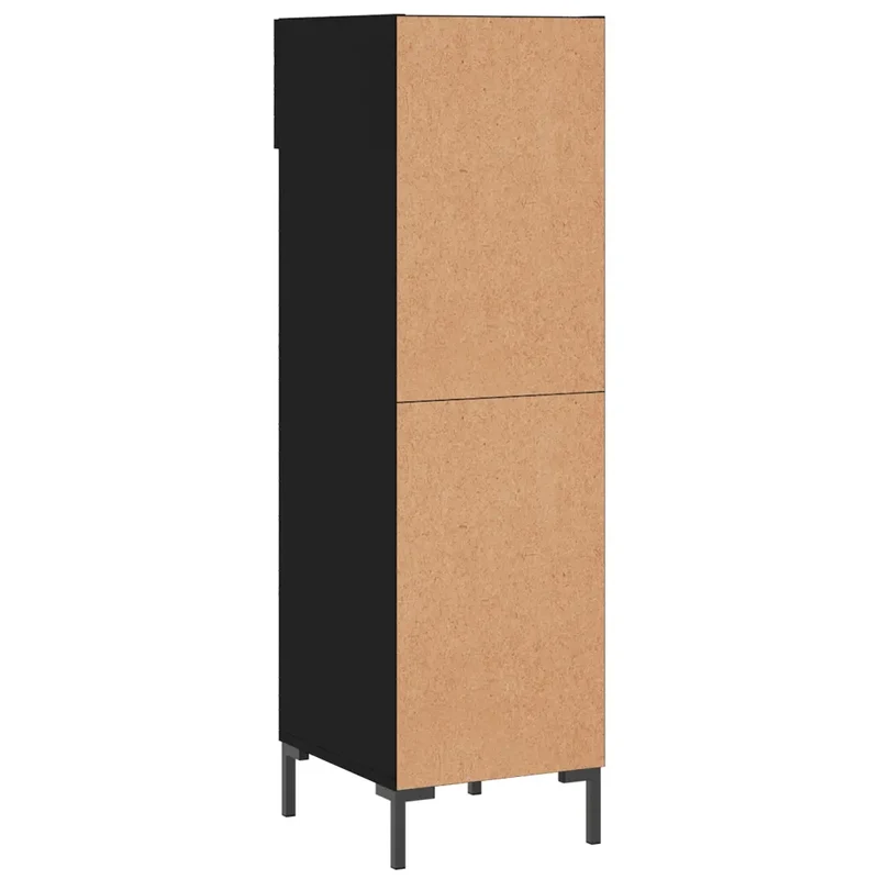 Armoire à chaussures noire 30 x 35 x 105 cm avec tiroir et pieds en fer style industriel en bois d'ingénierie noir 02_0048737