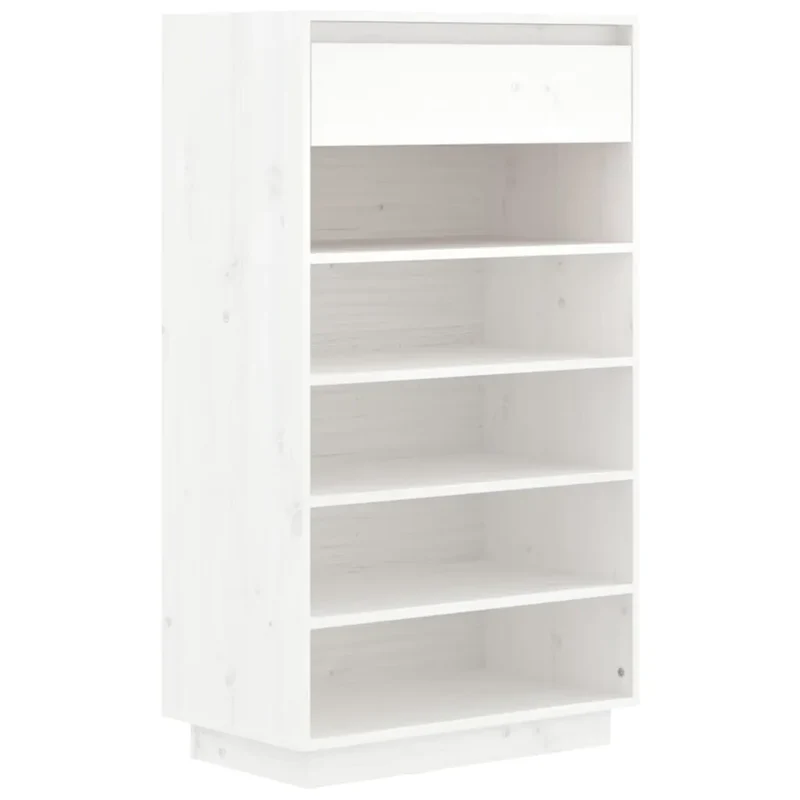 Armoire à chaussures blanche avec tiroirs 60 x 34 x 105 cm rangement pratique style moderne en bois de pin massif 02_0048108
