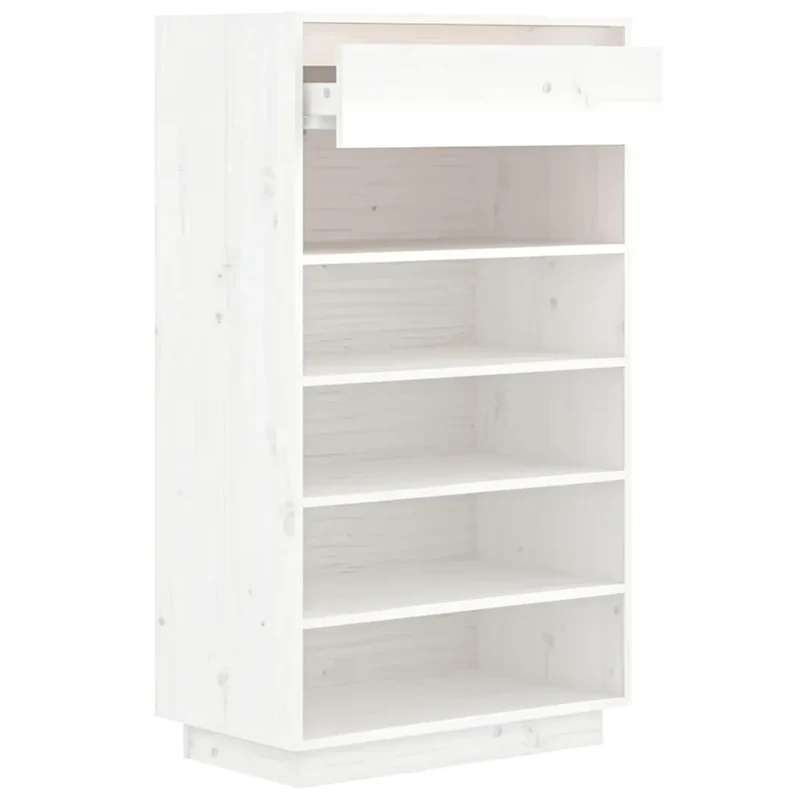 Armoire à chaussures blanche avec tiroirs 60 x 34 x 105 cm rangement pratique style moderne en bois de pin massif 02_0048108