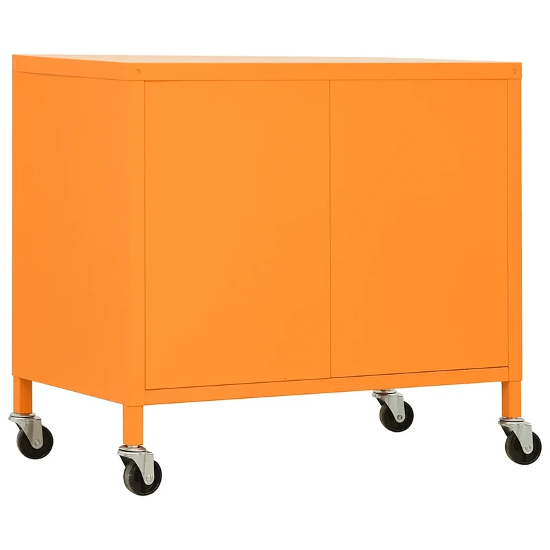 Armoire de rangement mobile avec étagère réglable 60 x 35 x 56 cm style contemporain finition orange en acier 02_0046897