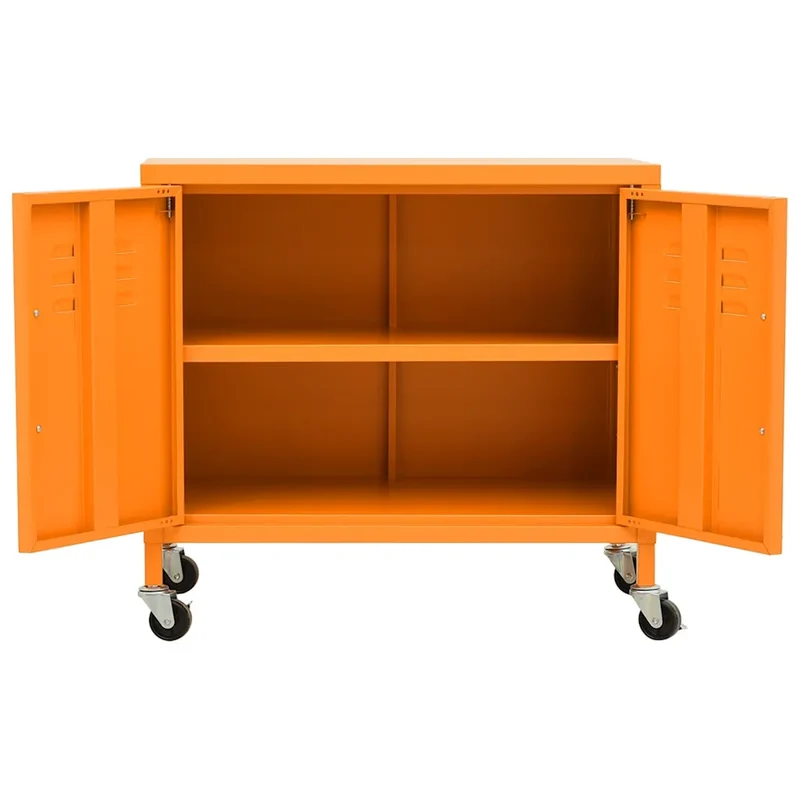 Armoire de rangement mobile avec étagère réglable 60 x 35 x 56 cm style contemporain finition orange en acier 02_0046897