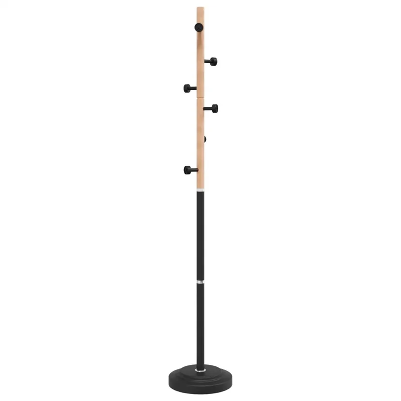 Porte-manteau sur pied design contemporain couloir 177 x 30 cm avec 6 patères rangement en fer noir 02_0047585