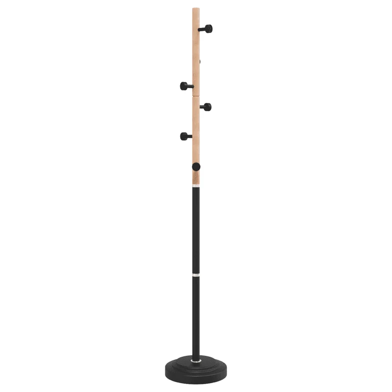 Porte-manteau sur pied design contemporain couloir 177 x 30 cm avec 6 patères rangement en fer noir 02_0047585