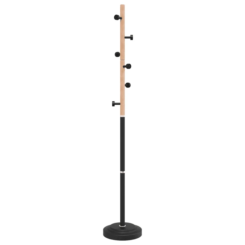 Porte-manteau sur pied design contemporain couloir 177 x 30 cm avec 6 patères rangement en fer noir 02_0047585
