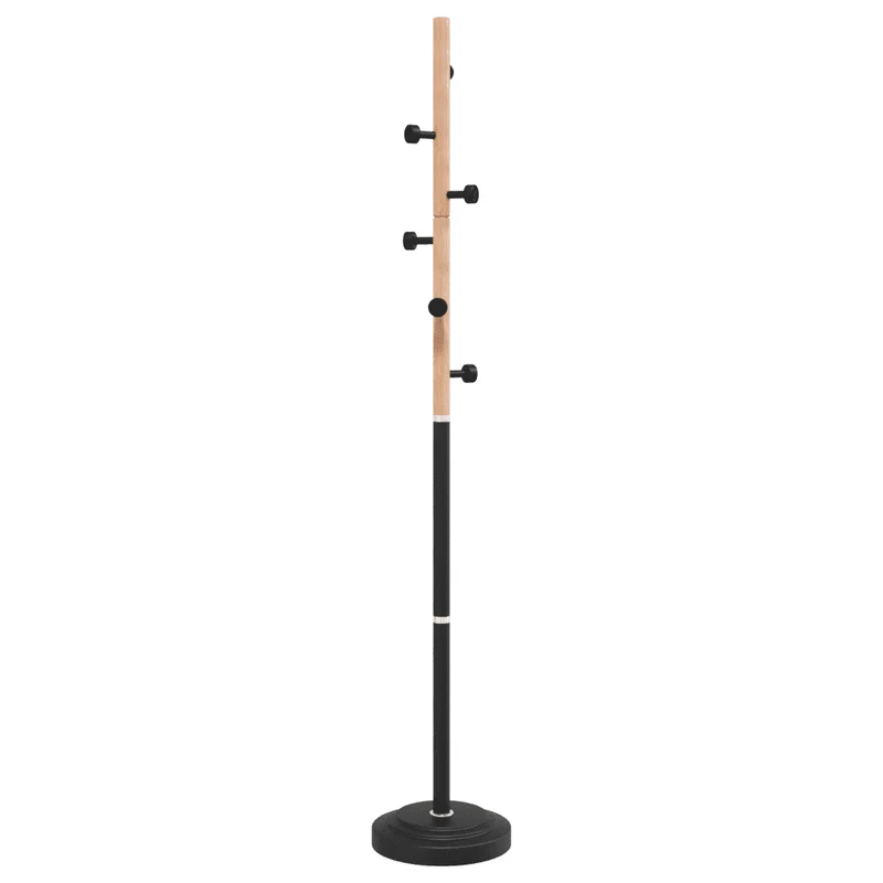Porte-manteau sur pied design contemporain couloir 177 x 30 cm avec 6 patères rangement en fer noir 02_0047585