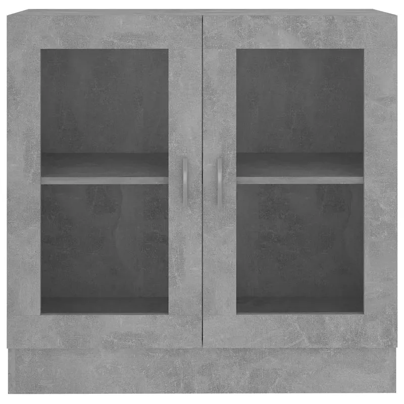 Armoire à vitrine design épuré salle de vie 82,5 x 30,5 x 80 cm en bois d'ingénierie gris béton 02_0047750