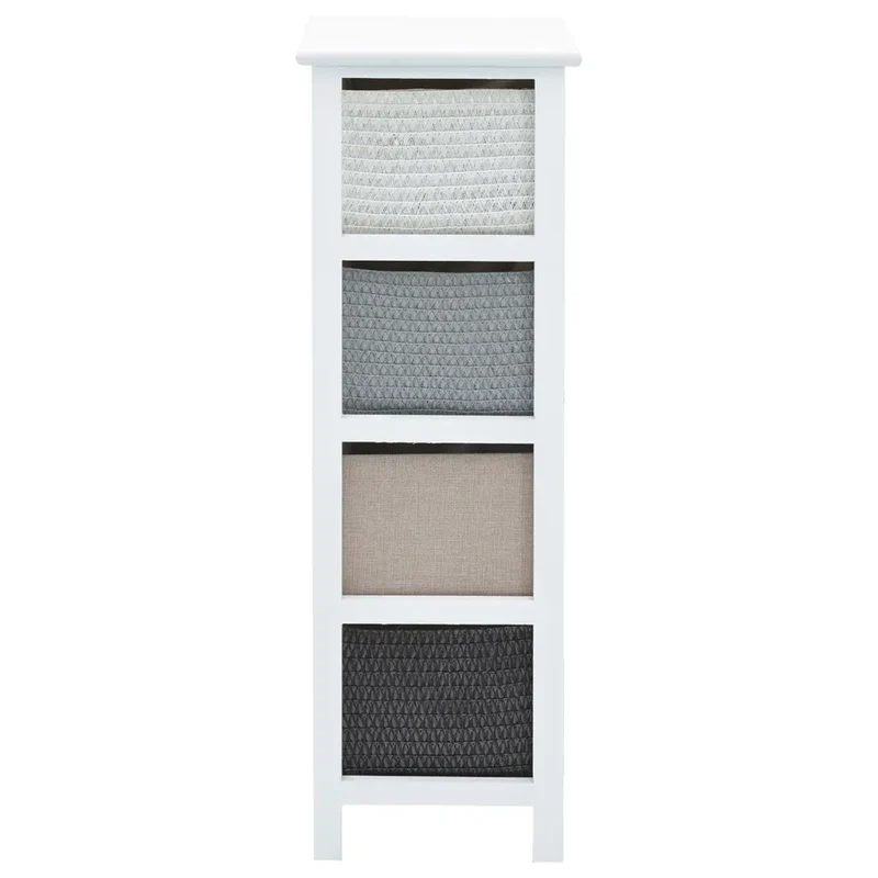 Armoire de rangement avec 4 tiroirs pratique style rustique pour hall 35 x 27 x 86 cm en bois blanc 02_0046276