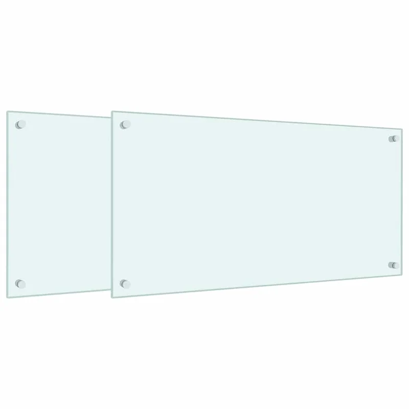 Lot de 2 dosserets de cuisine protection contre éclaboussures facile à nettoyer 80 x 40 cm en verre trempé blanc 02_0055729