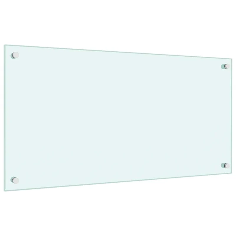Lot de 2 dosserets de cuisine protection contre éclaboussures facile à nettoyer 80 x 40 cm en verre trempé blanc 02_0055729