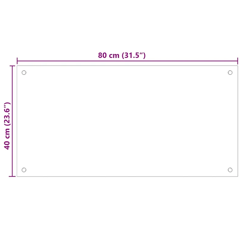 Lot de 2 dosserets de cuisine protection contre éclaboussures facile à nettoyer 80 x 40 cm en verre trempé blanc 02_0055729