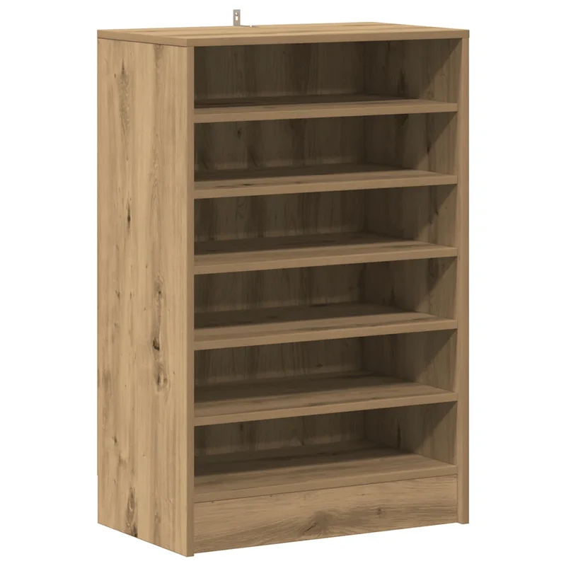 Armoire à chaussures moderne avec 6 étagères ouvertes 60 x 35 x 92 cm en bois d'ingénierie chêne artisanal 02_0050914
