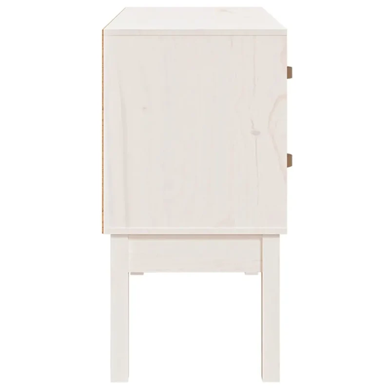 Armoire console blanche moderne 90 x 40 x 78 cm rangement pratique style rustique en bois de pin blanc 02_0048453