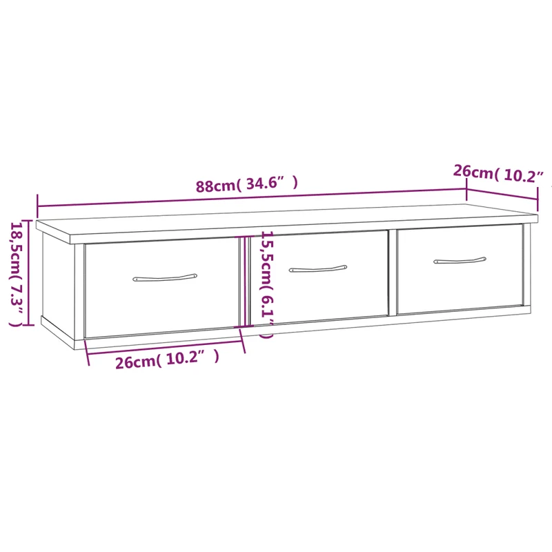 Armoire murale pratique élégante rangement 88 x 26 x 18 cm en bois d'ingénierie gris 02_0048130