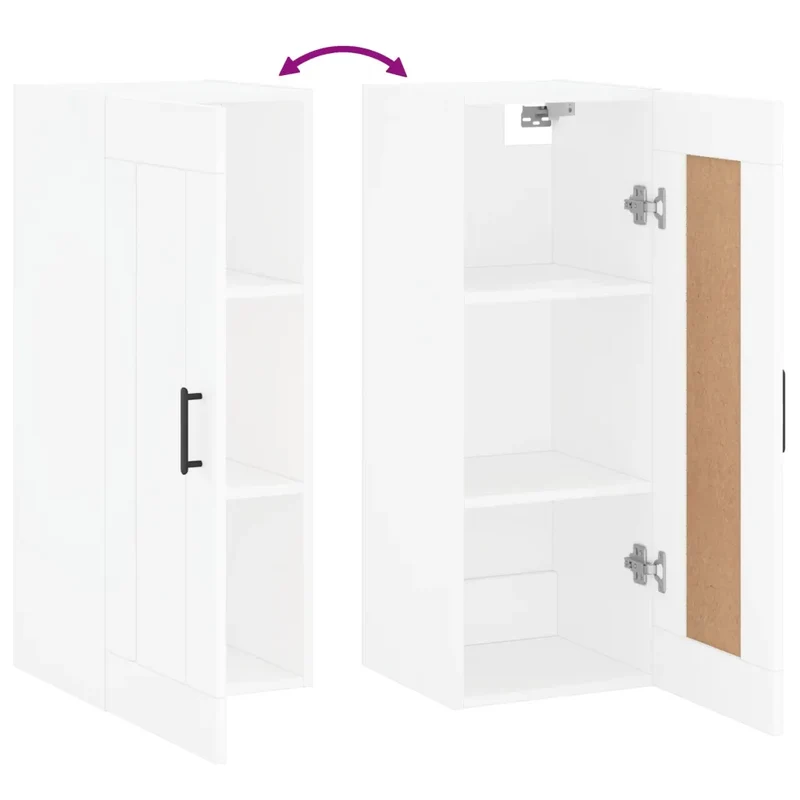 Armoire murale design élégant espace de rangement 34,5 x 34 x 90 cm en bois d'ingénierie blanc 02_0048952