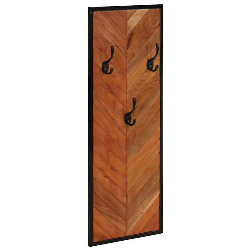 Lot de 2 porte-manteaux muraux design pratique 35 x 1 x 90 cm en bois massif acacia 02_0047571