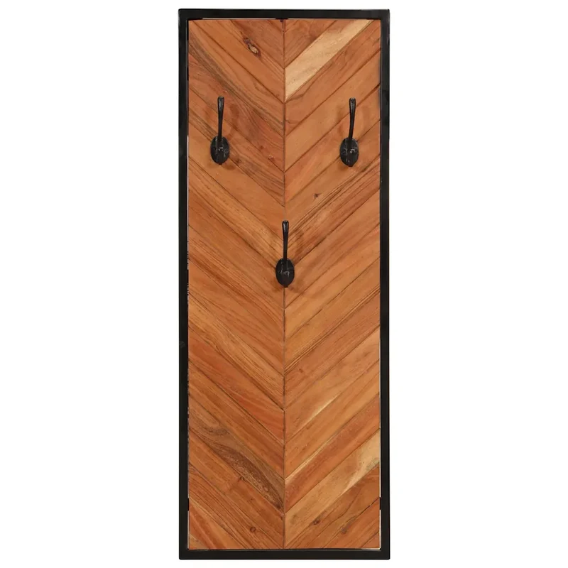 Lot de 2 porte-manteaux muraux design pratique 35 x 1 x 90 cm en bois massif acacia 02_0047571