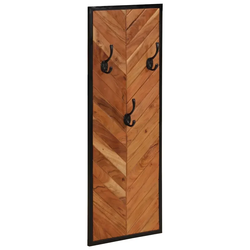 Lot de 2 porte-manteaux muraux design pratique 35 x 1 x 90 cm en bois massif acacia 02_0047571