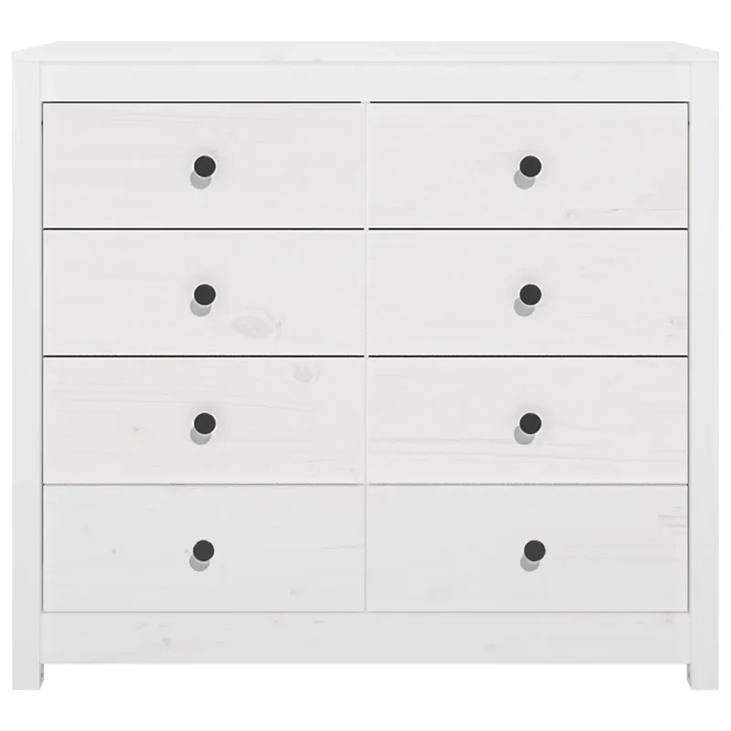 Armoire latérale pratique blanc 100 x 40 x 90 cm rangement spacieux style rustique en bois de pin massif blanc 02_0048461