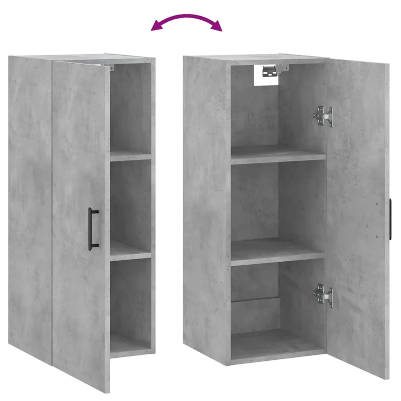 Armoire murale élégante pratique rangement minimaliste 34,5 x 34 x 90 cm en bois d'ingénierie gris béton 02_0048667