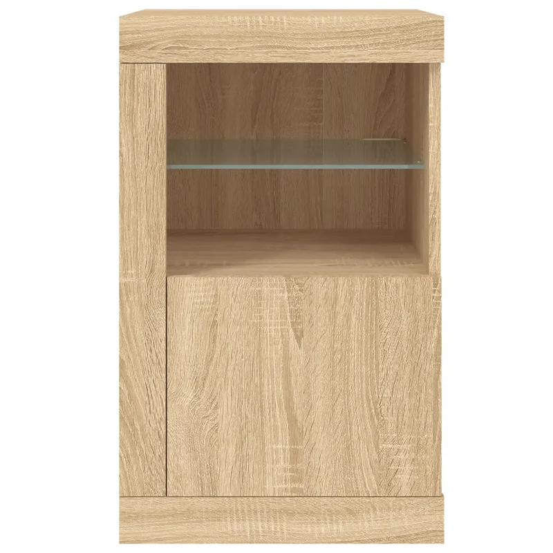 Lot de 2 armoires latérales modernes avec lumières LED 41 x 37 x 67 cm en bois d'ingénierie chêne sonoma 02_0049368