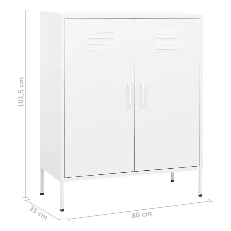 Armoire de rangement design pratique 80 x 35 x 101,5 cm avec étagères réglables en acier blanc 02_0046861