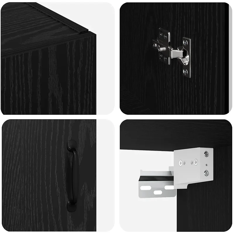Armoire murale suspendue moderne design chic 69,5 x 34 x 90 cm en bois d'ingénierie noir 02_0052475