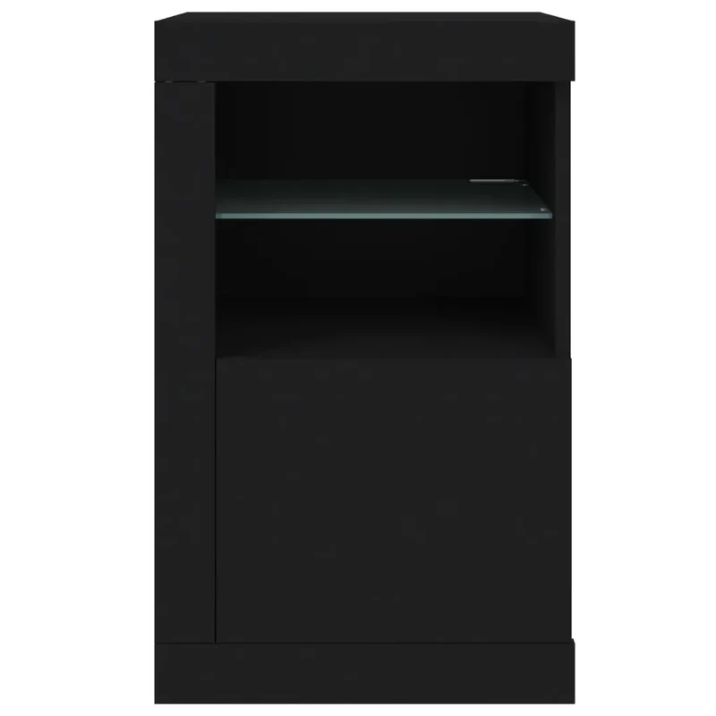Lot de 2 armoires latérales avec lumières LED noires 41 x 37 x 67 cm design moderne espace de rangement en bois d'ingénierie noir 02_0049366