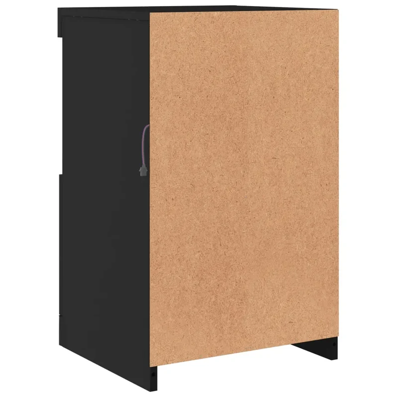 Lot de 2 armoires latérales avec lumières LED noires 41 x 37 x 67 cm design moderne espace de rangement en bois d'ingénierie noir 02_0049366