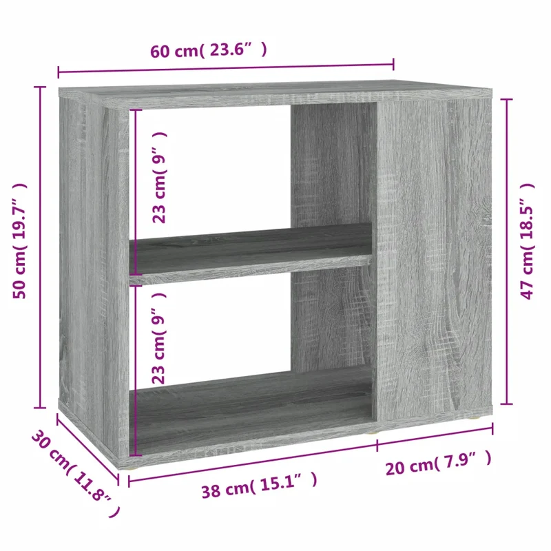 Armoire latérale classique rangement espace pratique 60 x 30 x 50 cm en bois d'ingénierie sonoma gris 02_0048245