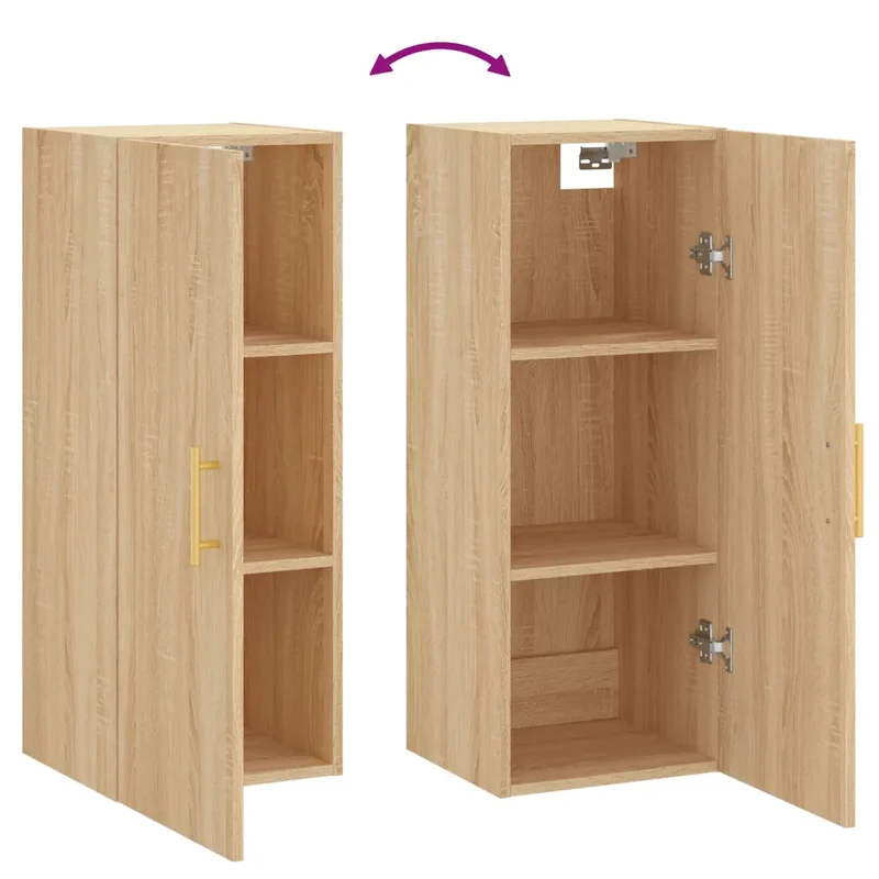 Armoire murale design pratique rangement suspendu 34,5 x 34 x 90 cm en bois d'ingénierie chêne sonoma 02_0048656