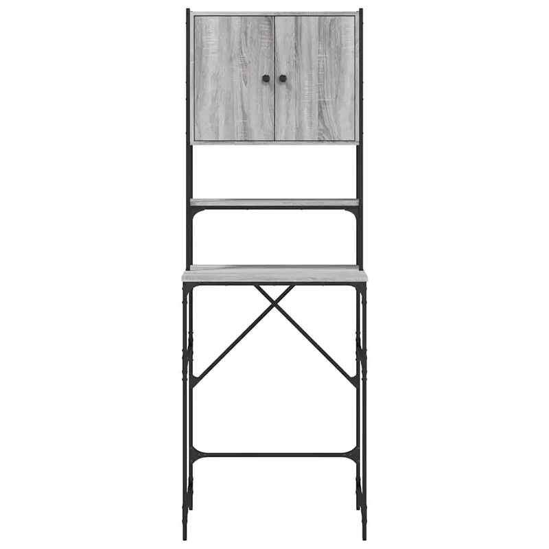 Armoire de machine à laver moderne rangement pratique 68 x 48,5 x 194 cm en bois d'ingénierie gris 02_0049396