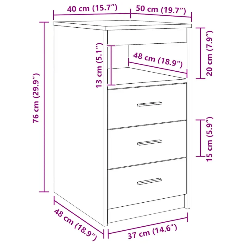 Armoire à tiroirs moderne rangement multifonctionnel 40 x 50 x 76 cm en bois d'ingénierie gris 02_0048136