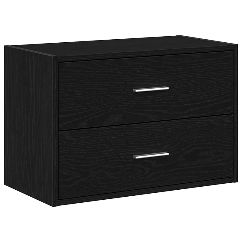 Armoire empilable avec 2 tiroirs rangement polyvalent 60 x 31 x 40 cm en bois d'ingénierie chêne noir 02_0051190