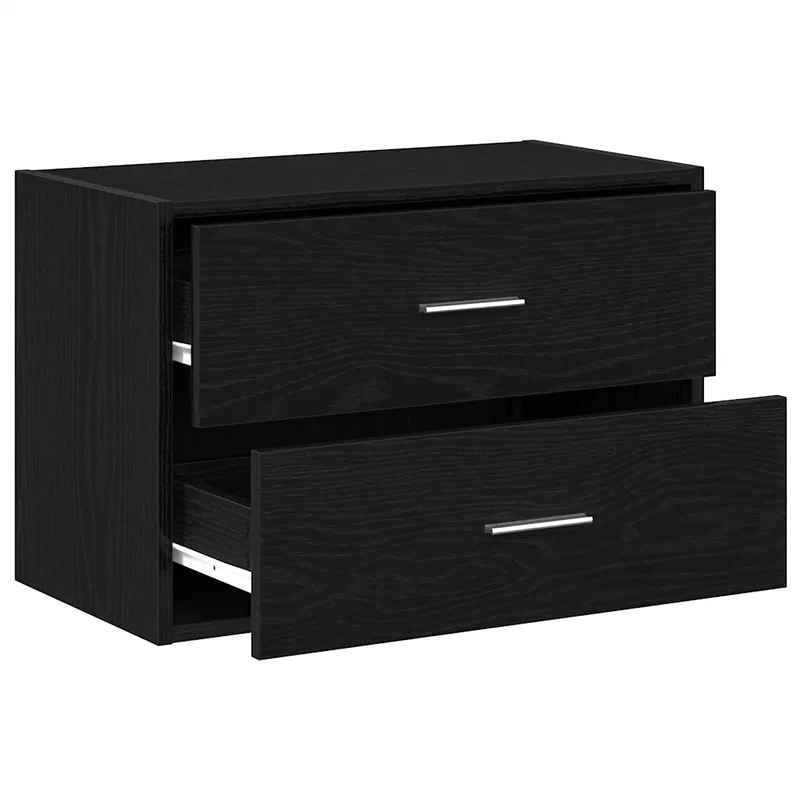 Armoire empilable avec 2 tiroirs rangement polyvalent 60 x 31 x 40 cm en bois d'ingénierie chêne noir 02_0051190