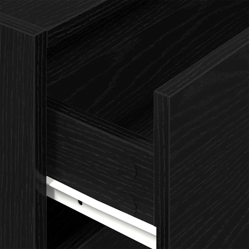 Armoire empilable avec 2 tiroirs rangement polyvalent 60 x 31 x 40 cm en bois d'ingénierie chêne noir 02_0051190