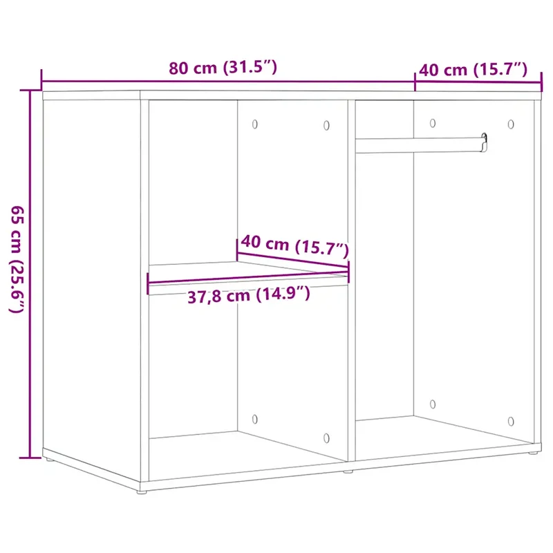 Armoire de dressing élégante moderne rangement spacieux 80 x 40 x 65 cm en bois d'ingénierie vieux bois 02_0051010