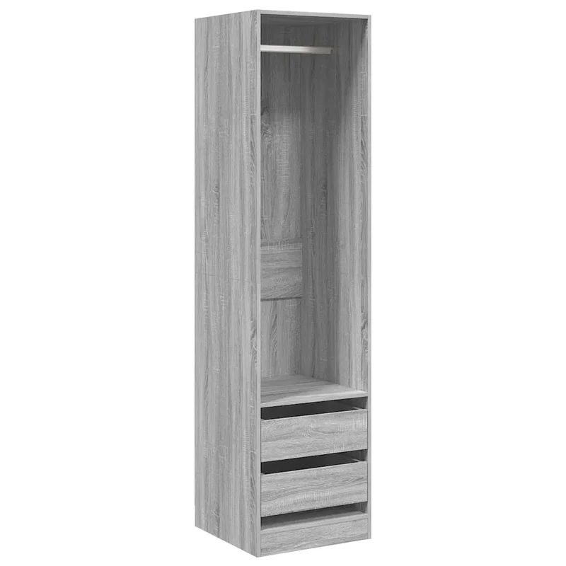 Armoire avec tiroirs rangement compact 50 x 50 x 200 cm style classique en bois d'ingénierie sonoma gris 02_0048155