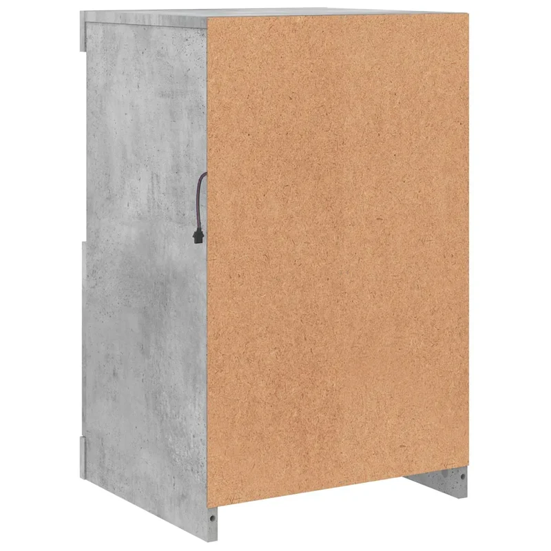 Armoire latérale avec éclairage LED tendance grand espace de rangement 41 x 37 x 67 cm en bois gris béton 02_0049369
