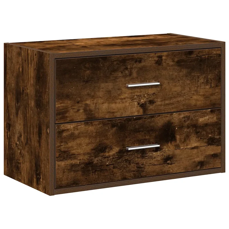 Armoire avec 2 tiroirs pratique empilable 60 x 31 x 40 cm design moderne salle à manger en bois d'ingénierie chêne fumé 02_0051196
