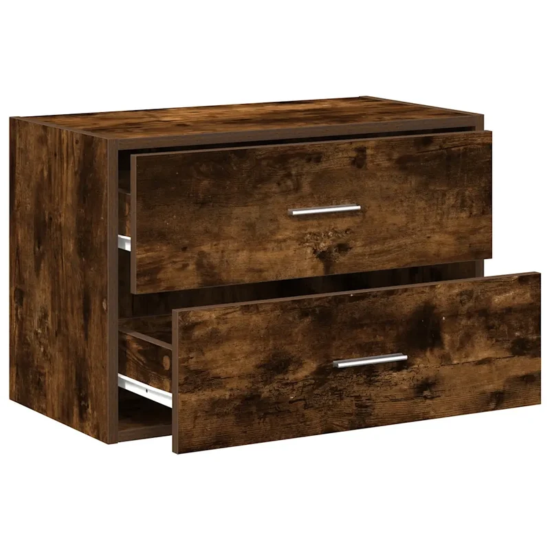 Armoire avec 2 tiroirs pratique empilable 60 x 31 x 40 cm design moderne salle à manger en bois d'ingénierie chêne fumé 02_0051196