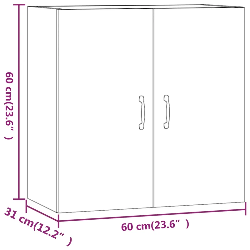 Armoire murale pratique design moderne 60 x 31 x 60 cm espace de rangement fonctionnel en bois d'ingénierie blanc 02_0048052
