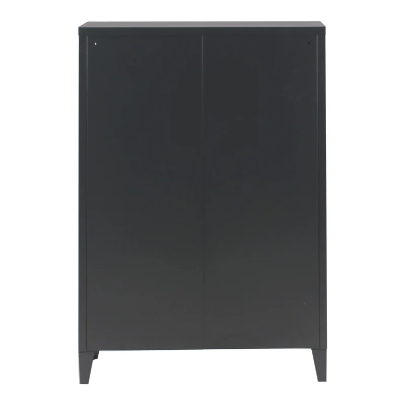 Casier de bureau armoire meuble de rangement pour bureau atelier chambre acier de bureau métallique à 2 portes 110 x 75 x 33 cm noir mat 03_0006335