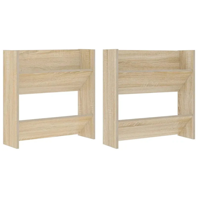 Lot de 2 armoires à chaussures murales modernes 60 x 18 x 60 cm en aggloméré chêne sonoma 02_0047888